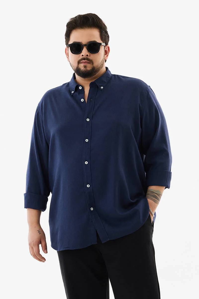 SNITCH Linen Blend Plus Size Shirt