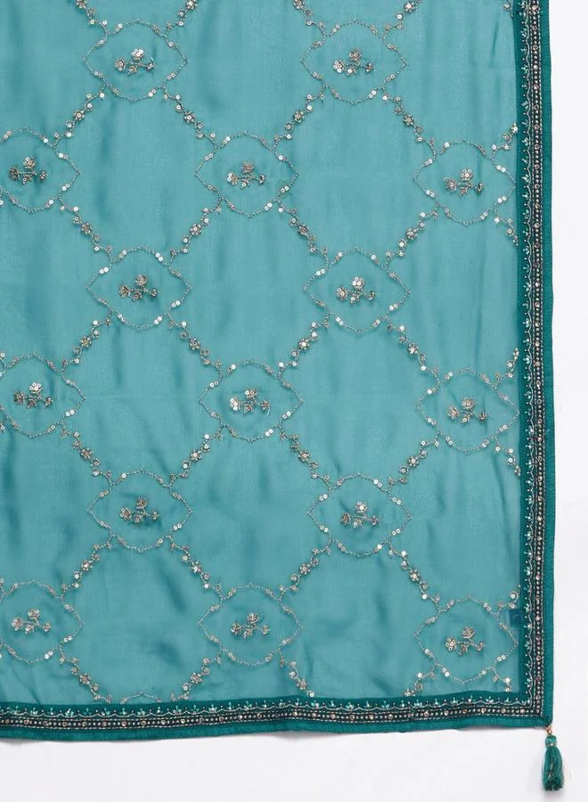 Libas Libas Embroidered Kurta and Mid Rise Trouser with Dupatta Set