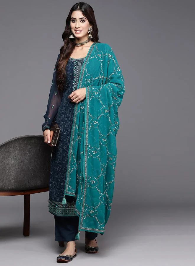 Libas Libas Embroidered Kurta and Mid Rise Trouser with Dupatta Set