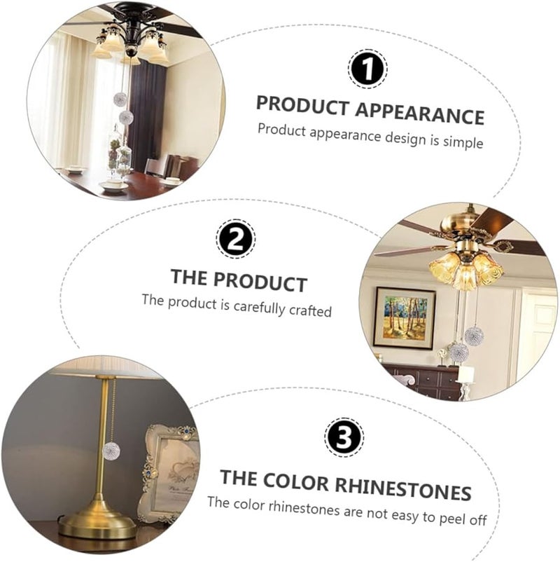 COHEALI سلسلة سحب مروحة سقف مزينة بترصيع حبات الراينستون تصميم خرزات سهلة التركيب - Image 4