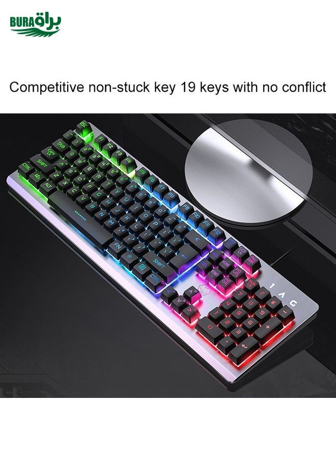 BURAQ YINDIAO K002 USB Wired Mechanical Feel RGB Backlight Keyboard + Optical Silent Mouse Set(Black)  - Image 5