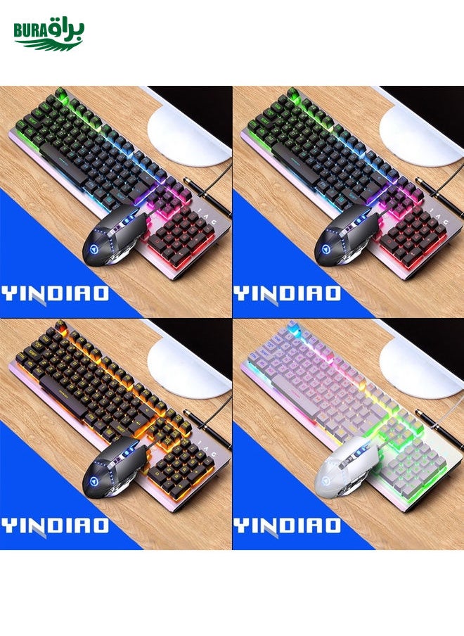 BURAQ YINDIAO K002 USB Wired Mechanical Feel RGB Backlight Keyboard + Optical Silent Mouse Set(Black)  - Image 2