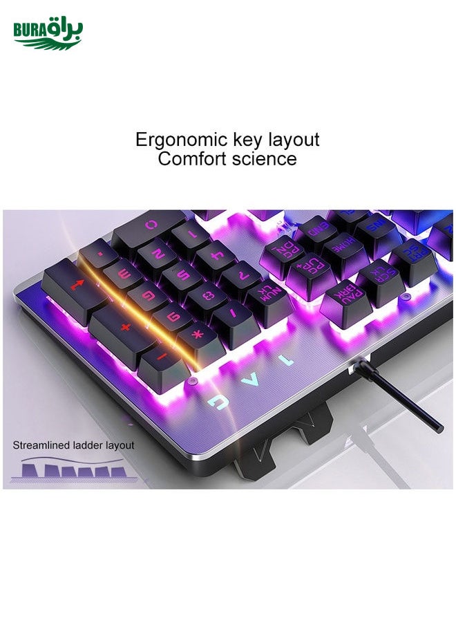 BURAQ YINDIAO K002 USB Wired Mechanical Feel RGB Backlight Keyboard + Optical Silent Mouse Set(Black)  - Image 3