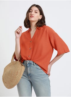 Dennis Lingo Rust Shirt for Women - Regular Fit, Trendy  - Image 1