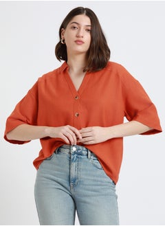 Dennis Lingo Rust Shirt for Women - Regular Fit, Trendy  - Image 2