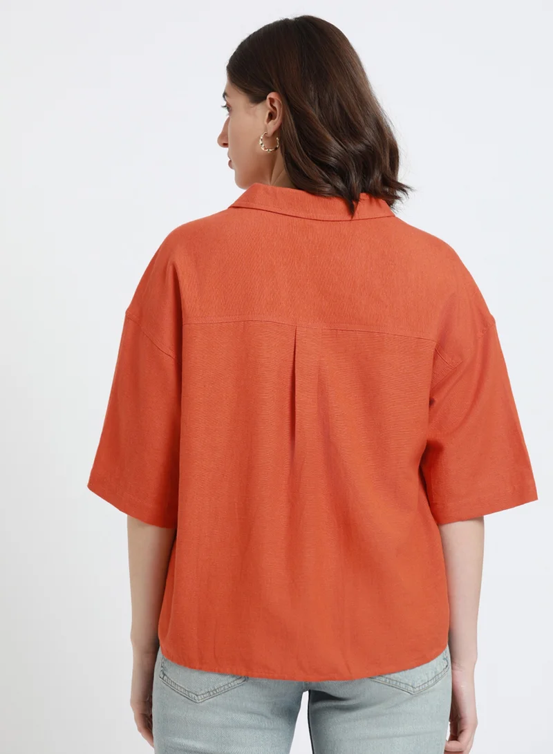 Dennis Lingo Rust Shirt for Women - Regular Fit, Trendy