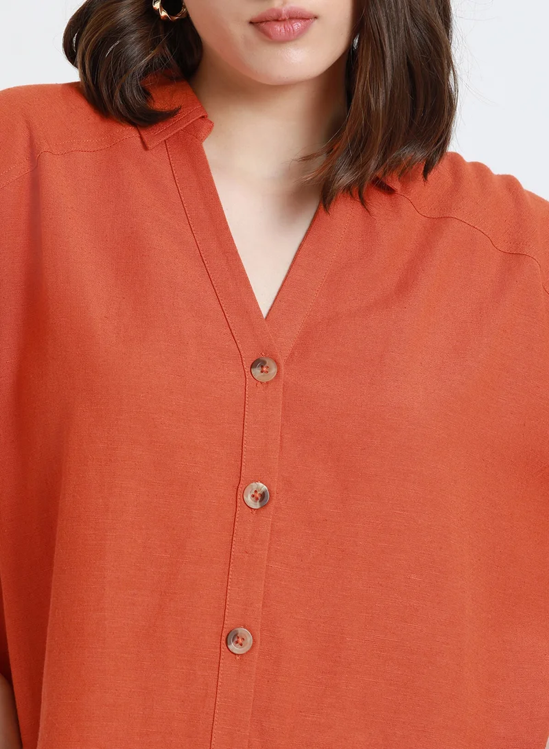 Dennis Lingo Rust Shirt for Women - Regular Fit, Trendy