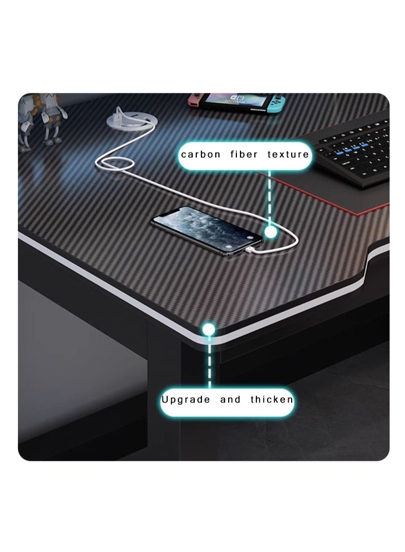  CityRiya-Long مكتب كمبيوتر، مكتب ألعاب، مكتب مكتب منزلي 120 سم، طاولة ألعاب الكمبيوتر الشخصي، طاولة دراسة كتابة الطلاب، طاولة كمبيوتر محمول بسيطة، محطات عمل كبيرة للمكتب (أسود) - Image 5