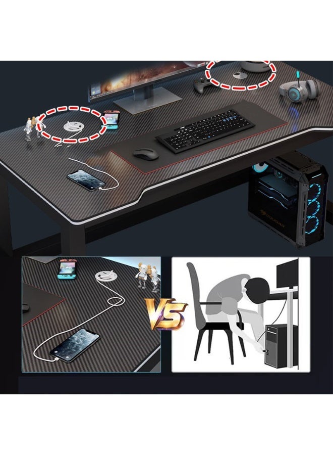  CityRiya-Long مكتب كمبيوتر، مكتب ألعاب، مكتب مكتب منزلي 120 سم، طاولة ألعاب الكمبيوتر الشخصي، طاولة دراسة كتابة الطلاب، طاولة كمبيوتر محمول بسيطة، محطات عمل كبيرة للمكتب (أسود) - Image 4