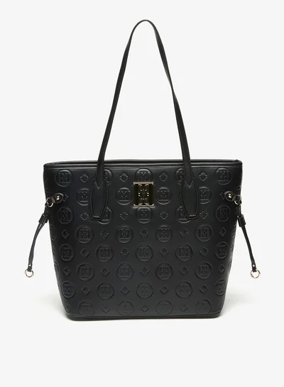 ELLE Elle Monogram Embossed Tote Bag with Zip Closure