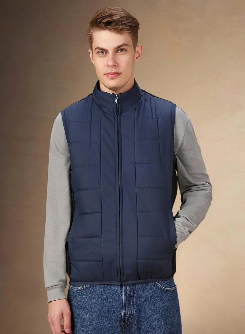 Dennis Lingo Men's Navy 100% Polyester Solid Regular Fit Jacket