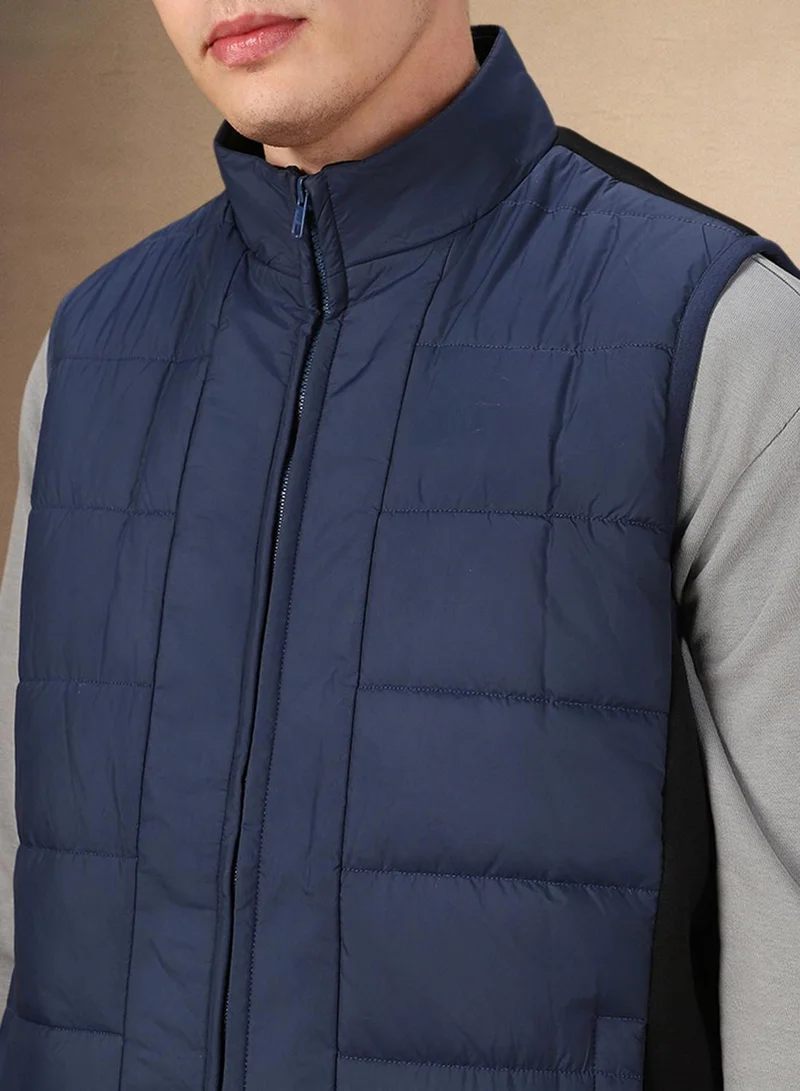 Dennis Lingo Men's Navy 100% Polyester Solid Regular Fit Jacket