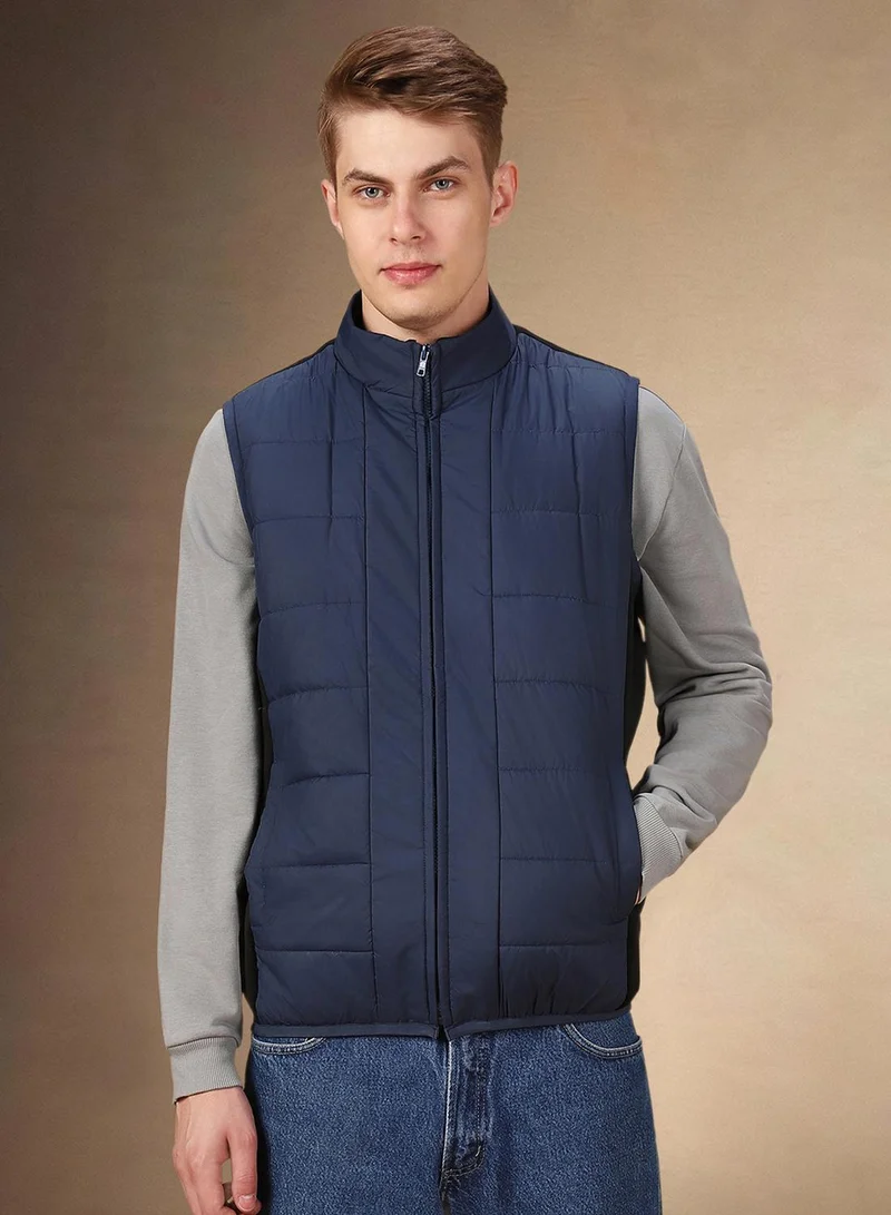 Dennis Lingo Men's Navy 100% Polyester Solid Regular Fit Jacket