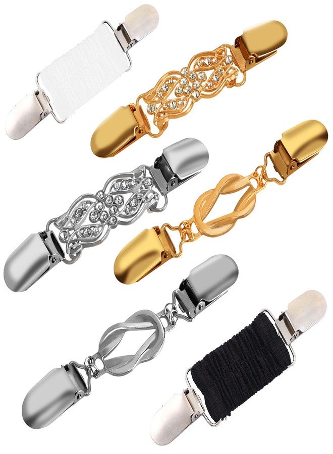 CUBACO 6PCS Cinch Clip Brooches and Pins for Women,Vintage Sweater Clips Dress Clips Shirt Cinch Clip Tighten Clothing Pins - Image 1