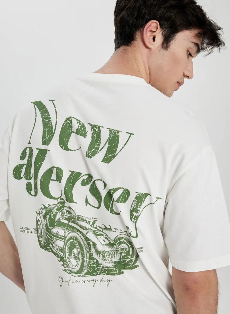 DeFacto Comfort Fit Crew Neck Printed T-Shirt