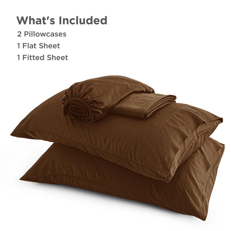 Bedsure King Size Sheets Set, Cooling Sheets for Hot Sleepers, Rayon Derived from Bamboo, PureWoven, Breathable & Soft, Deep Pocket Up to 16 Inches, Hotel Luxury Silky Bedding, Brown - Image 5