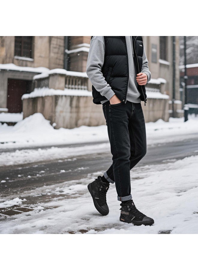 Cabbeen Winter New High-top Warm Cotton Shoes Retro Fleece Casual Men's Shoes Versatile Trendy Skate Shoes - Image 3