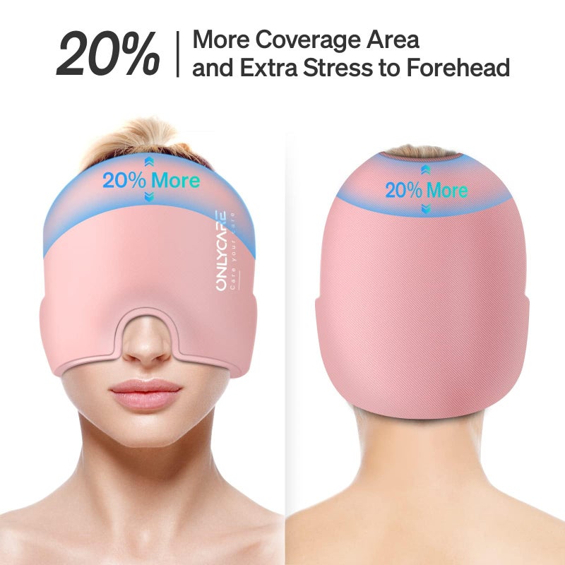 ONLYCARE Migraine Relief Cap, Upgraded Odorless Migraine Ice Head Wrap, Headache Relief Hat for Migraine, Slight-Pink - Image 4