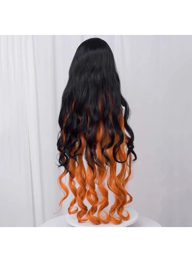 general Kamado Nezuko black Gradient orange Long Curly Hair Demon Slayer cosplay cosplay wig - Image 3