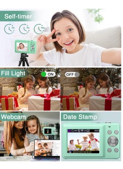 KHAJUL High Definition Mini Camera, FHD 1080P Kids Camera, 44MP Point and Shoot Digital Cameras with 32GB Memory Card and Batteries, 16X Zoom, Lanyard, Compact Size Camera, Gift for Boys/Girls (Green)  - Image 5
