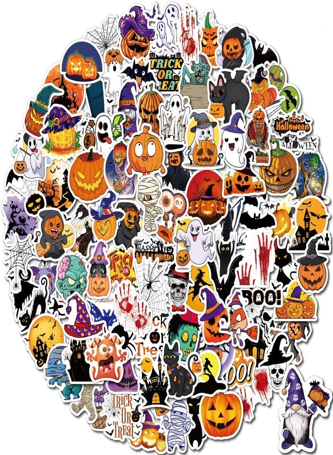 Reaeon Halloween Stickers, 100 PCS Non-Repeating Halloween Decoration Stickers, Vinyl Waterproof Holiday Party Favors for Kids' Games, Treats & Decorations - Image 1