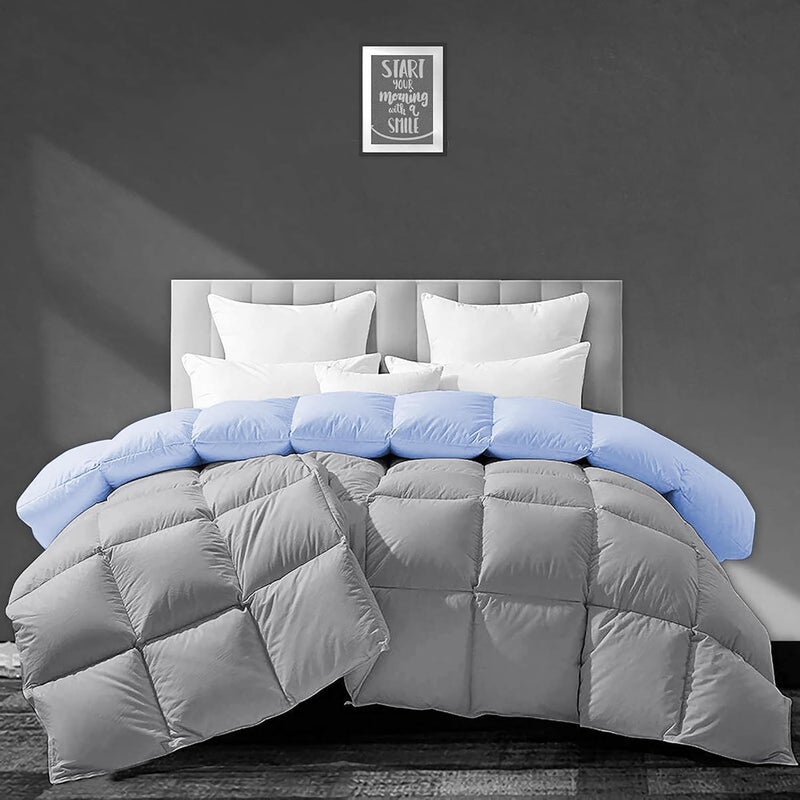 BEDDY FUSION 500 GSM Winter Comforter Double Bed Size 90X100 Premium Collection Heavy Winter Comforter 500 GSM Microfiber Fill DuvetBlanket Double Bed Sky BlueSilver Grey Color - Image 2