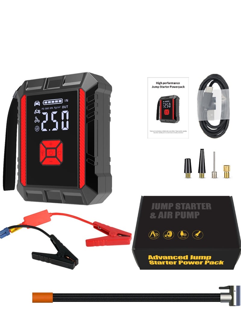 Luttec Emergency starter with air compressor 3000A 12V 150PSI 29.6Wh car battery emergency starter 4.0L gasoline 2.5L diesel intelligent jumper with display screen and emergency light 