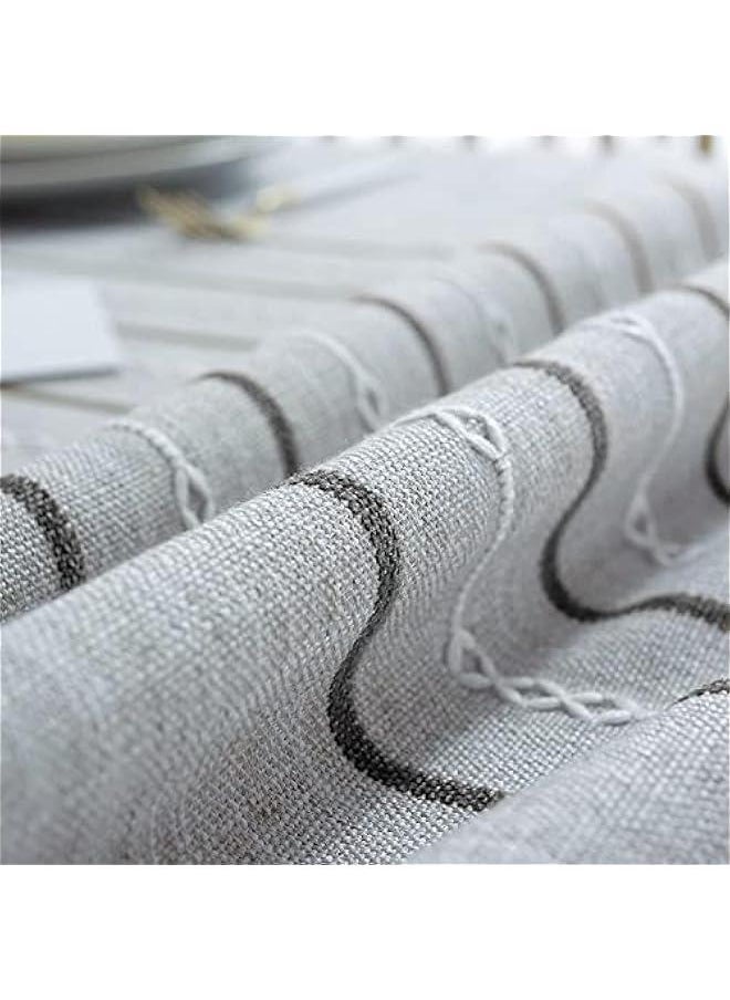 Generic - Table Cloth Rectangle Table, Stylish Dining Farmhouse Linen Tablecloth Nappe Kitchen & Table Linens, Elegant Waterproof Table Cover, Table Cloths Rectangular (Stripes01-Grey, 4-6 Seats) - Image 1