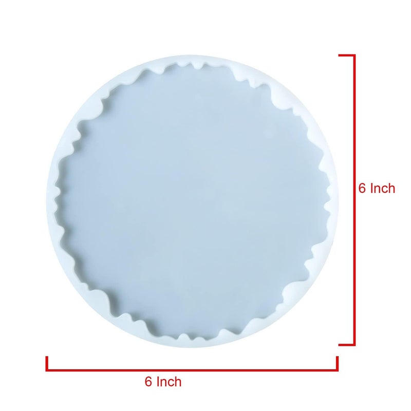 Snoogg Pack of 1 Size 6 Inch Shape Round Tray Type Uneven Geode Agate Epoxy Resin Casting Molds – Heavy Duty Type - Image 2