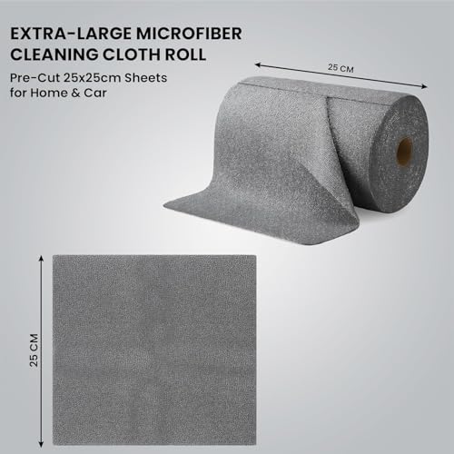 VOOY Reusable Microfiber Cleaning Cloth Roll – 20 Perforated Sheets (25x25cm) | Washable, Super Absorbent & Lint-Free | Eco-Friendly Dish Towels for Kitchen, Car, & Home Surfaces (Grey) - Image 2