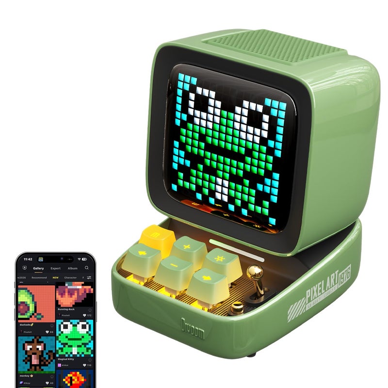 Divoom Ditoo Pro Retro Pixel Art Game Bluetooth Speaker with 16X16 LED App Controlled Front Screen (Green) - Image 1
