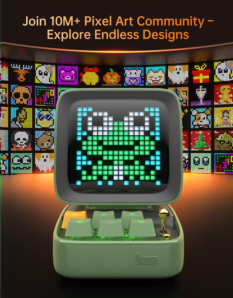 Divoom Ditoo Pro Retro Pixel Art Game Bluetooth Speaker with 16X16 LED App Controlled Front Screen (Green) - Image 5
