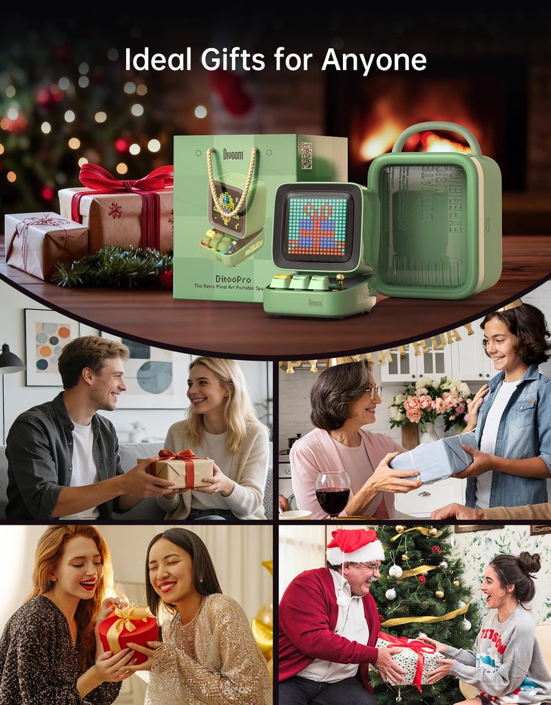 Divoom Ditoo Pro Retro Pixel Art Game Bluetooth Speaker with 16X16 LED App Controlled Front Screen (Green) - Image 3