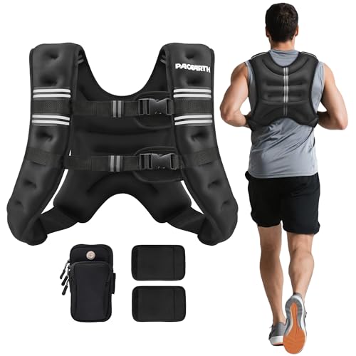 PACEARTH Weighted Vest,6lb/8lb/10lb/12lb/16lb/20lb/25lb/30lb Weight Vest with Reflective Stripe, Body Weight Vests for Women, Men, Weight Loss Workout, Strength Training, Running, Walking, Jogging - Image 1