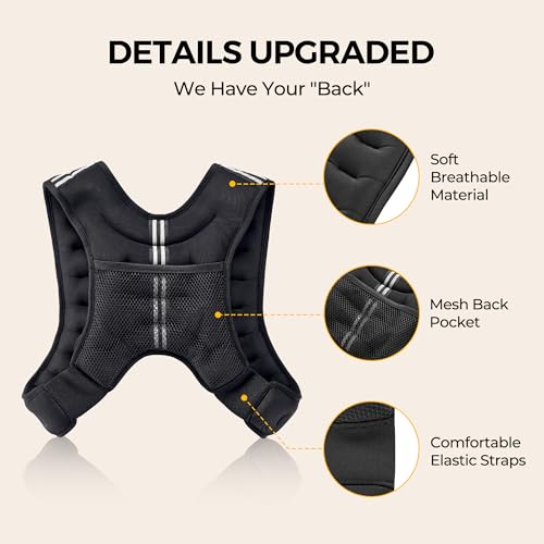 PACEARTH Weighted Vest,6lb/8lb/10lb/12lb/16lb/20lb/25lb/30lb Weight Vest with Reflective Stripe, Body Weight Vests for Women, Men, Weight Loss Workout, Strength Training, Running, Walking, Jogging - Image 5