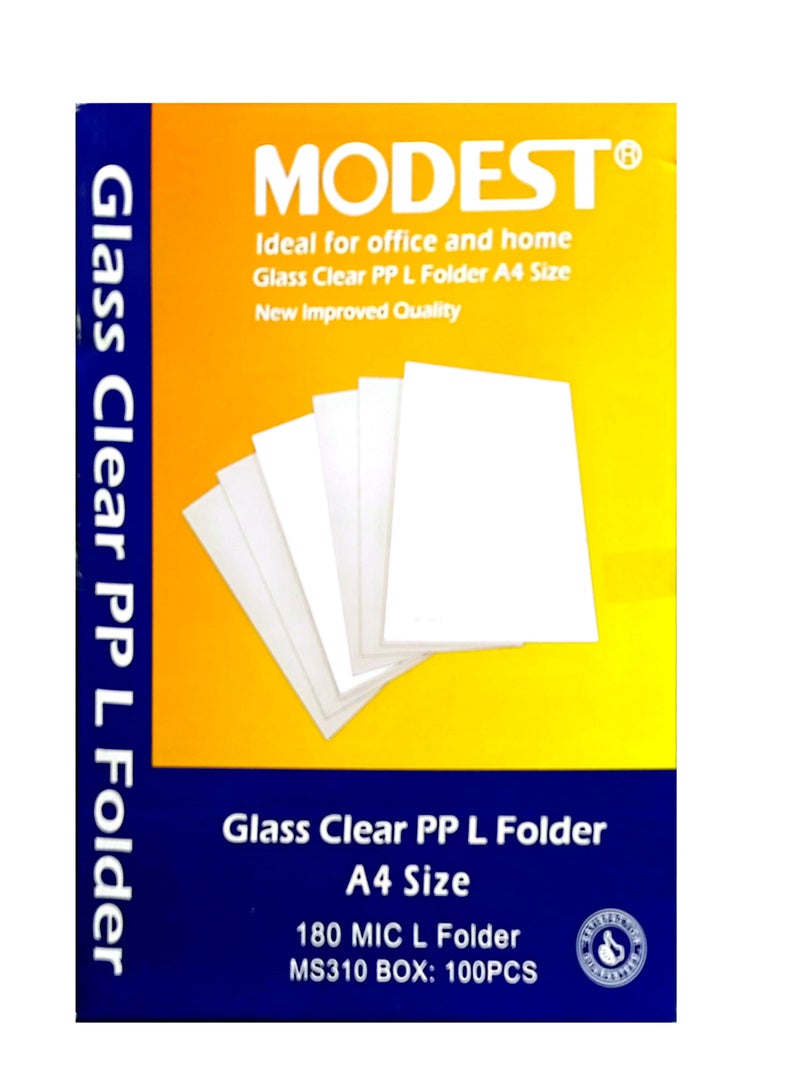 MODEST 100-Piece A4 L-Shape Folder Box Clear - Image 2