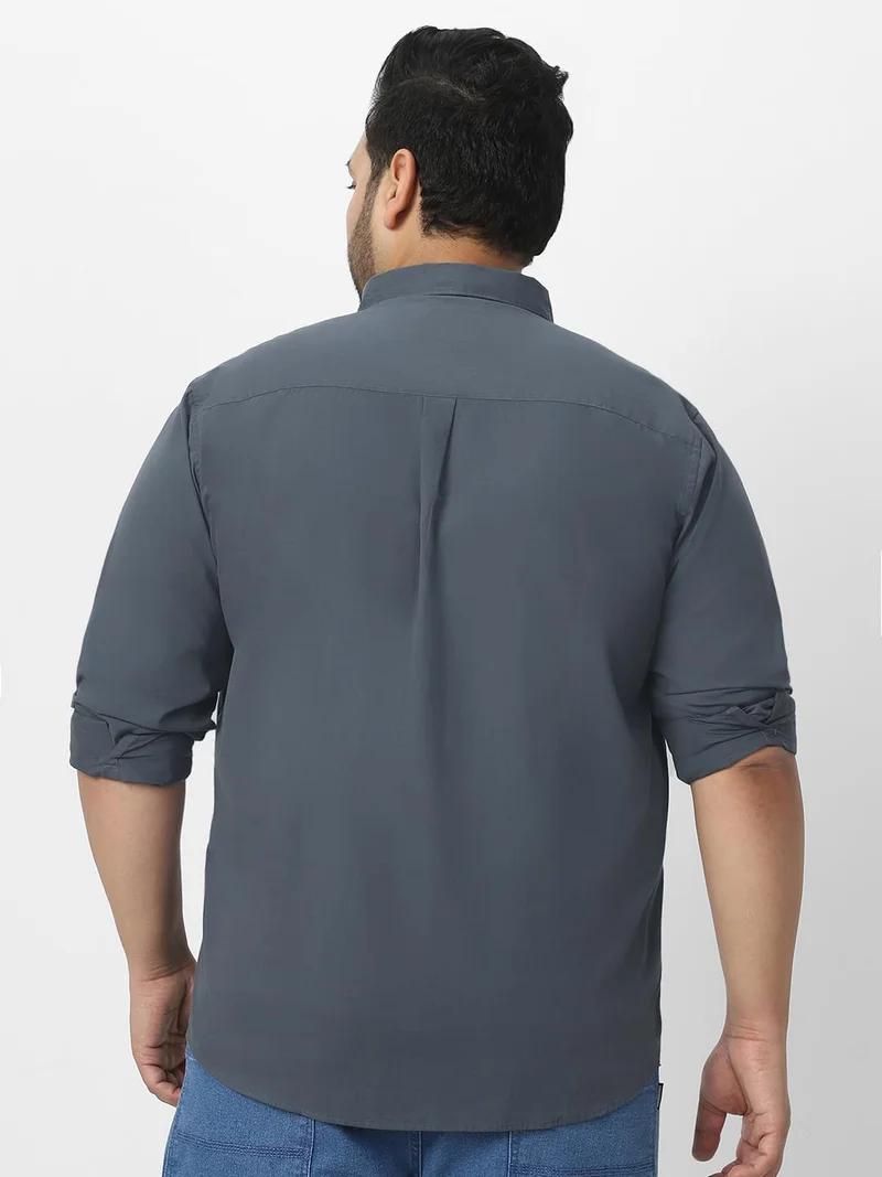Urbano Fashion  Urbano Plus Men's Dark Grey Cotton Full Sleeve Regular Fit Casual Solid Shirt  | Best Price UAE