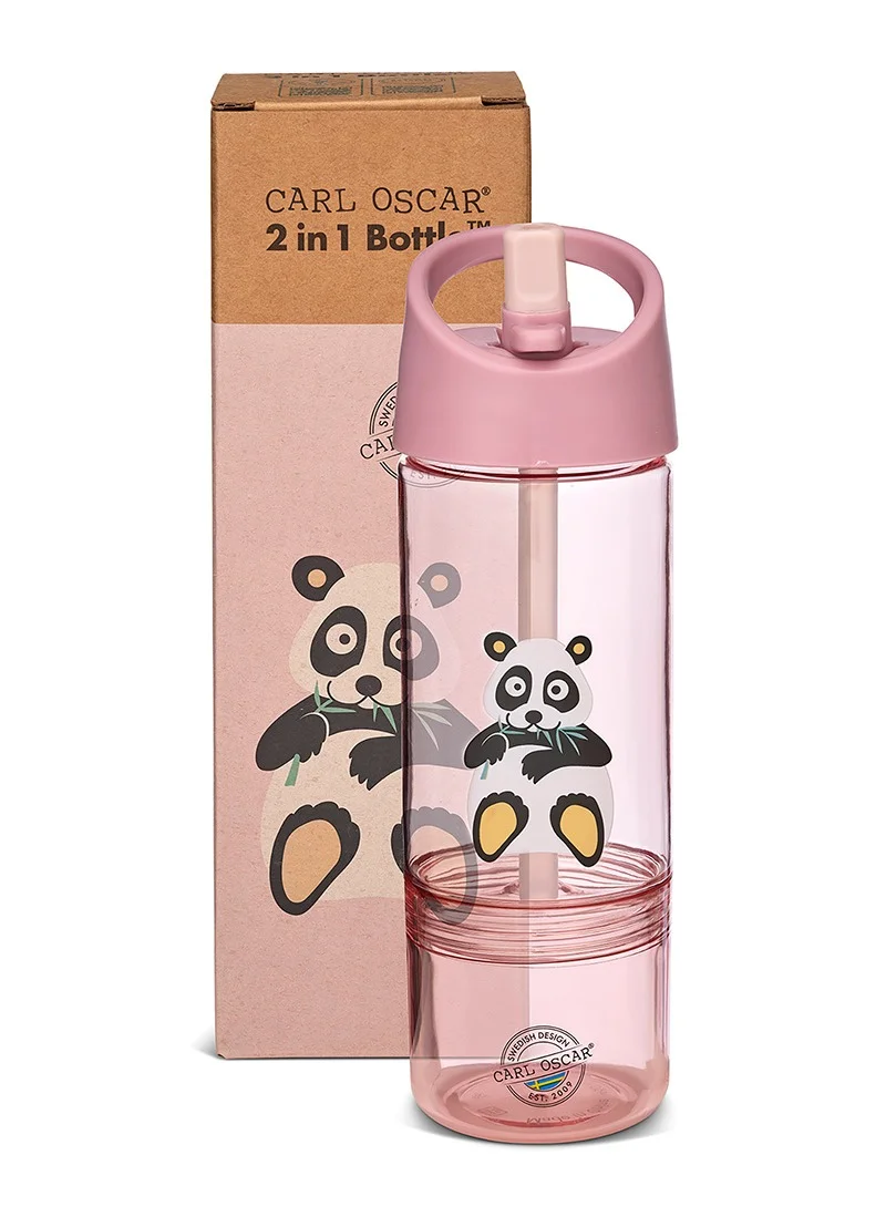 Carl Oscar Water Bottle 2 in 1, Kids 0.3 + 0.15 L - Pink Panda
