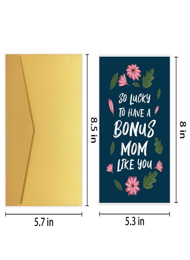 Goroar Bonus Mom Mother’s Day Card, Floral Mothers Day Card for Stepmom, Bonus Mom Thank You Card, So Lucky to Have a Bonus Mom Like You - Image 2