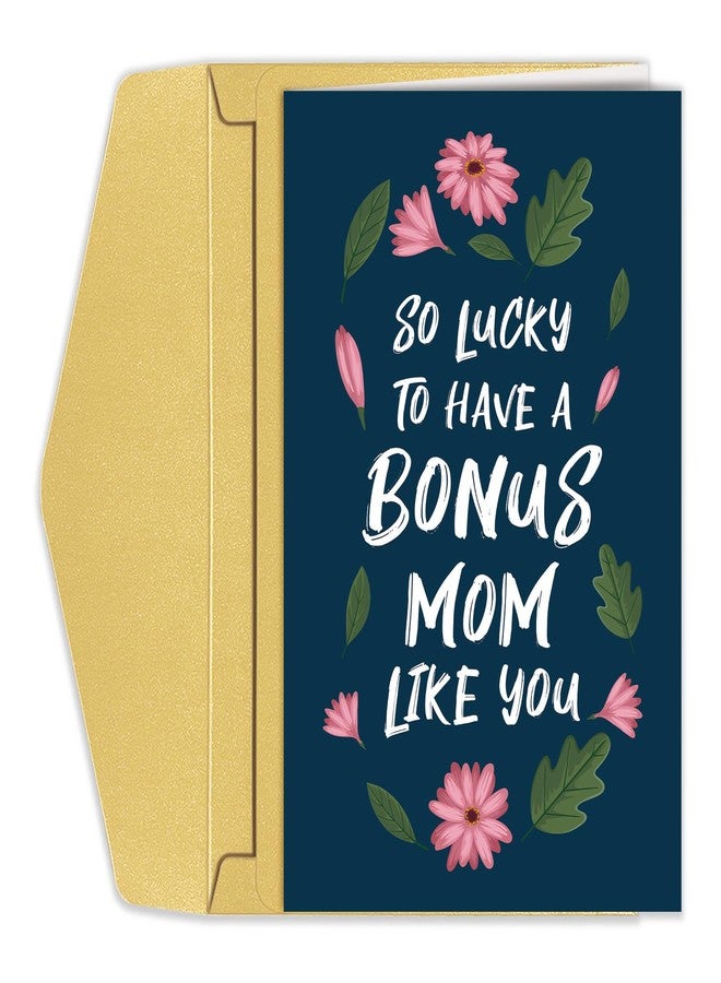 Goroar Bonus Mom Mother’s Day Card, Floral Mothers Day Card for Stepmom, Bonus Mom Thank You Card, So Lucky to Have a Bonus Mom Like You - Image 1