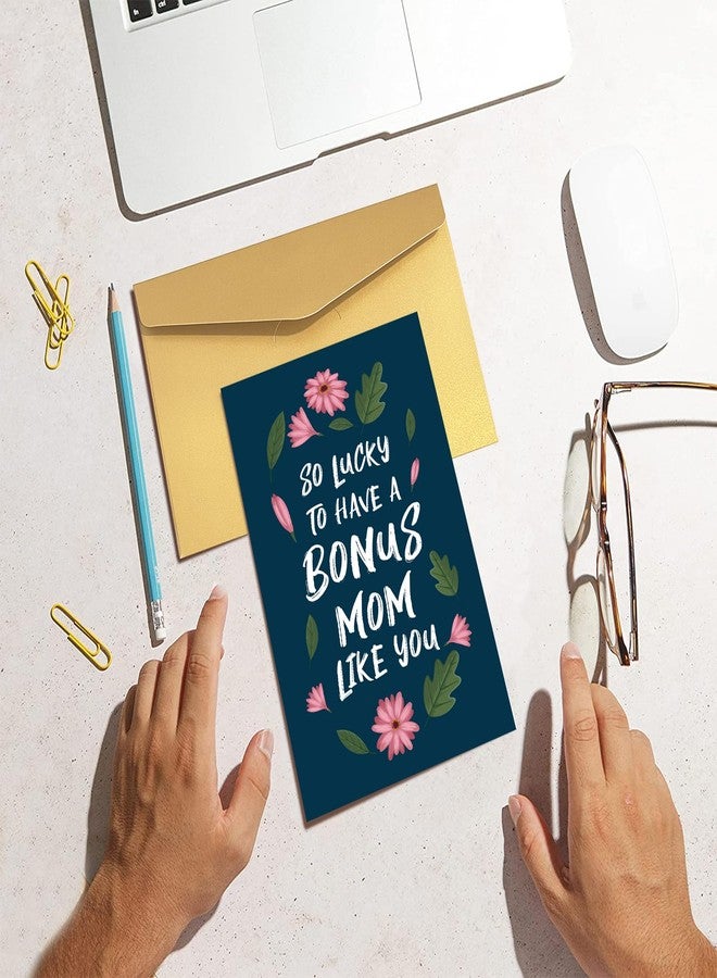 Goroar Bonus Mom Mother’s Day Card, Floral Mothers Day Card for Stepmom, Bonus Mom Thank You Card, So Lucky to Have a Bonus Mom Like You - Image 5