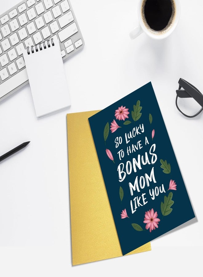 Goroar Bonus Mom Mother’s Day Card, Floral Mothers Day Card for Stepmom, Bonus Mom Thank You Card, So Lucky to Have a Bonus Mom Like You - Image 4