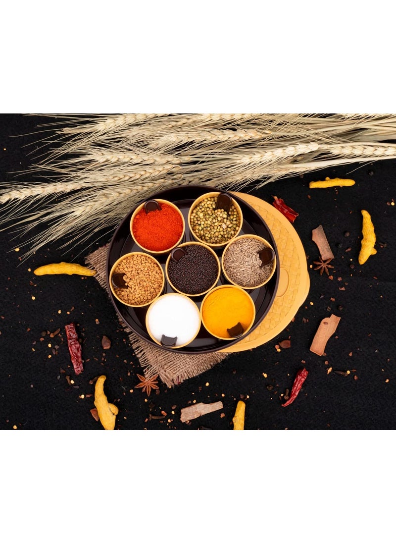 Oblivion - Oblivion Plastic Round Masala Dabba With Multiple Compartment Spice Container Masala Box Vatti Anjarai Petti For Home Kitchen | 7 Compartments With 7 Spoon, Multicolor - Image 1