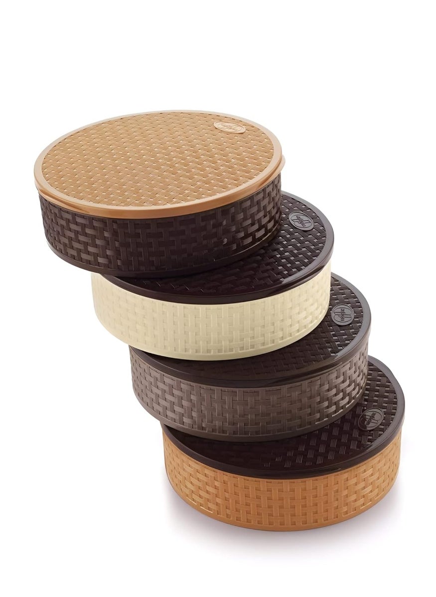 Oblivion - Oblivion Plastic Round Masala Dabba With Multiple Compartment Spice Container Masala Box Vatti Anjarai Petti For Home Kitchen | 7 Compartments With 7 Spoon, Multicolor - Image 1