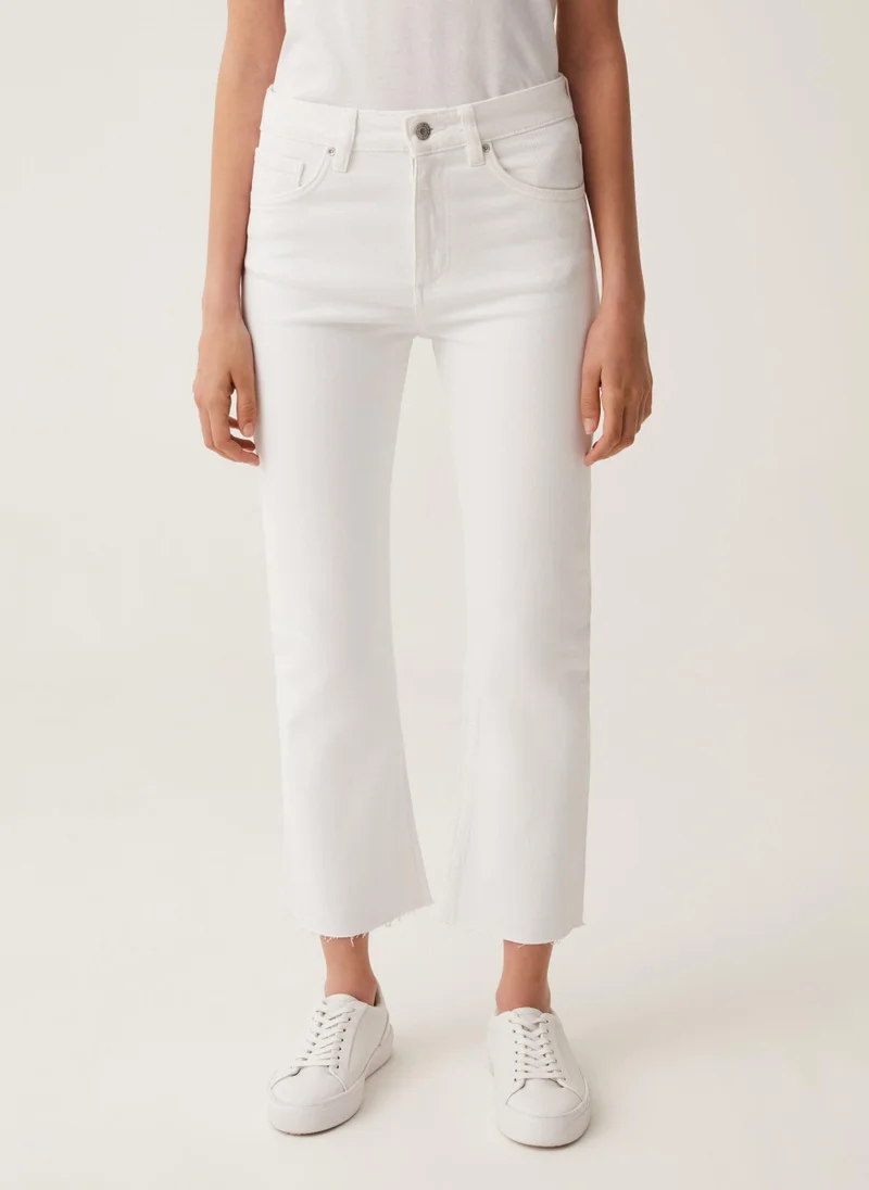 او في اس OVS Flare-Fit Jeans With Raw Edging