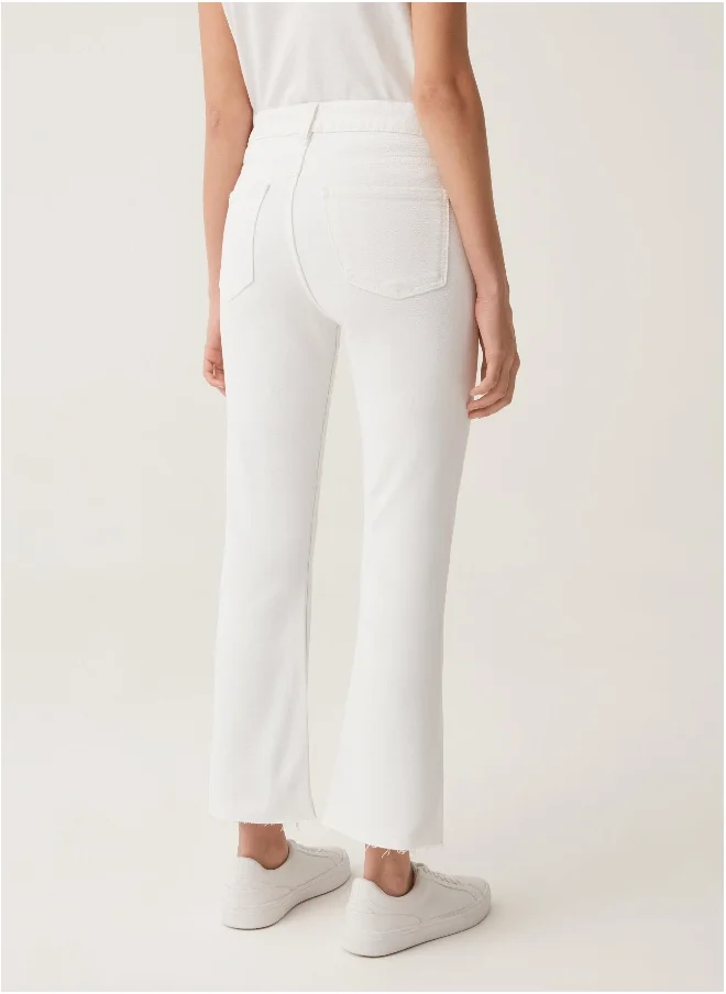 او في اس OVS Flare-Fit Jeans With Raw Edging