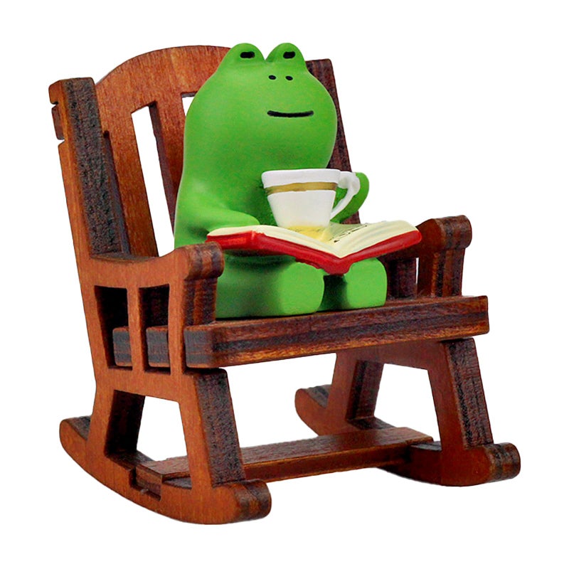 Refintural Miniature Frog Figurines - Funny Frog Sculpture for Shelf, Desk Decoration - Frog Desk Accessories - Perfect Cute Frog Gift for Frog Loversï¼ˆRocking Chairï¼‰ - Image 1