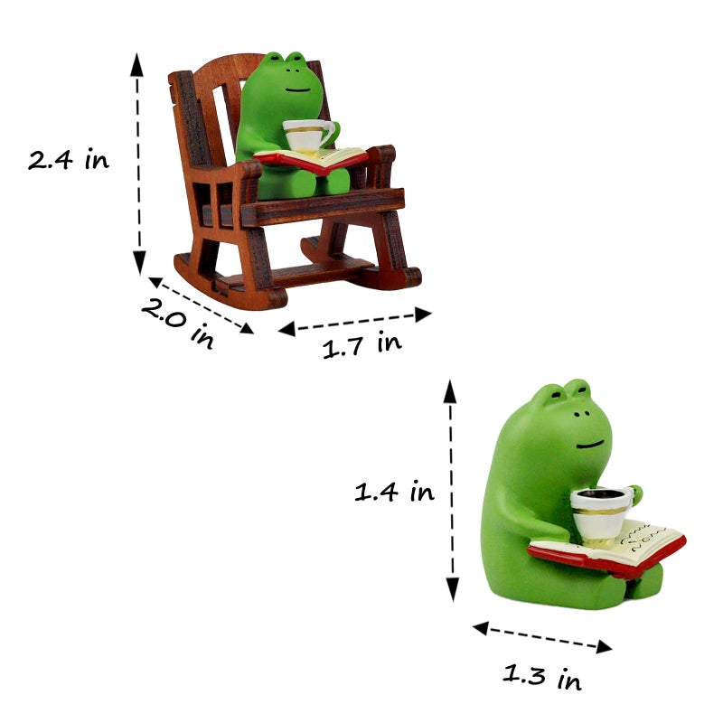 Refintural Miniature Frog Figurines - Funny Frog Sculpture for Shelf, Desk Decoration - Frog Desk Accessories - Perfect Cute Frog Gift for Frog Loversï¼ˆRocking Chairï¼‰ - Image 4