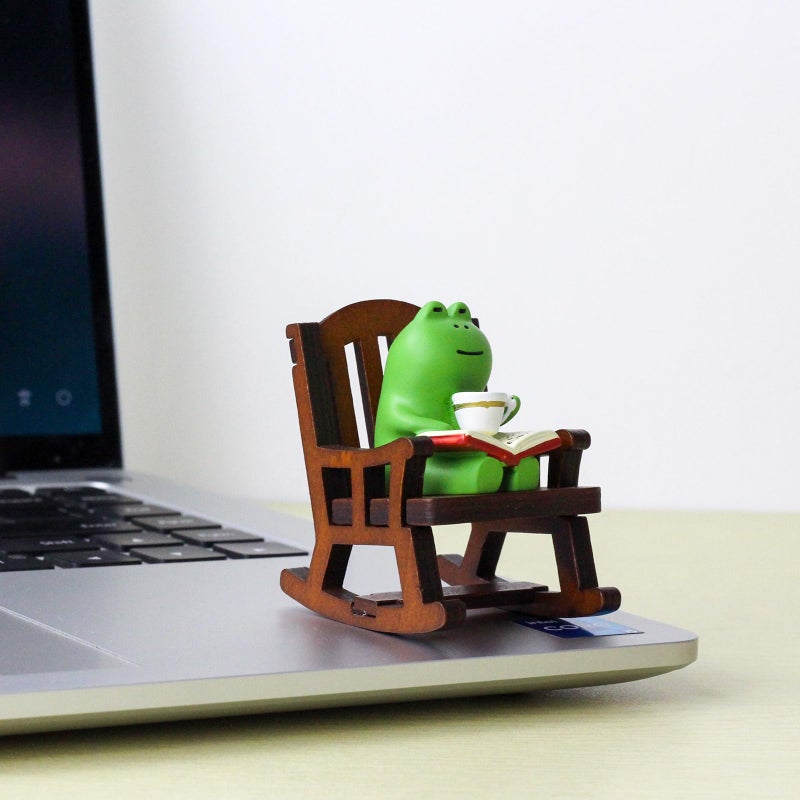 Refintural Miniature Frog Figurines - Funny Frog Sculpture for Shelf, Desk Decoration - Frog Desk Accessories - Perfect Cute Frog Gift for Frog Loversï¼ˆRocking Chairï¼‰ - Image 2