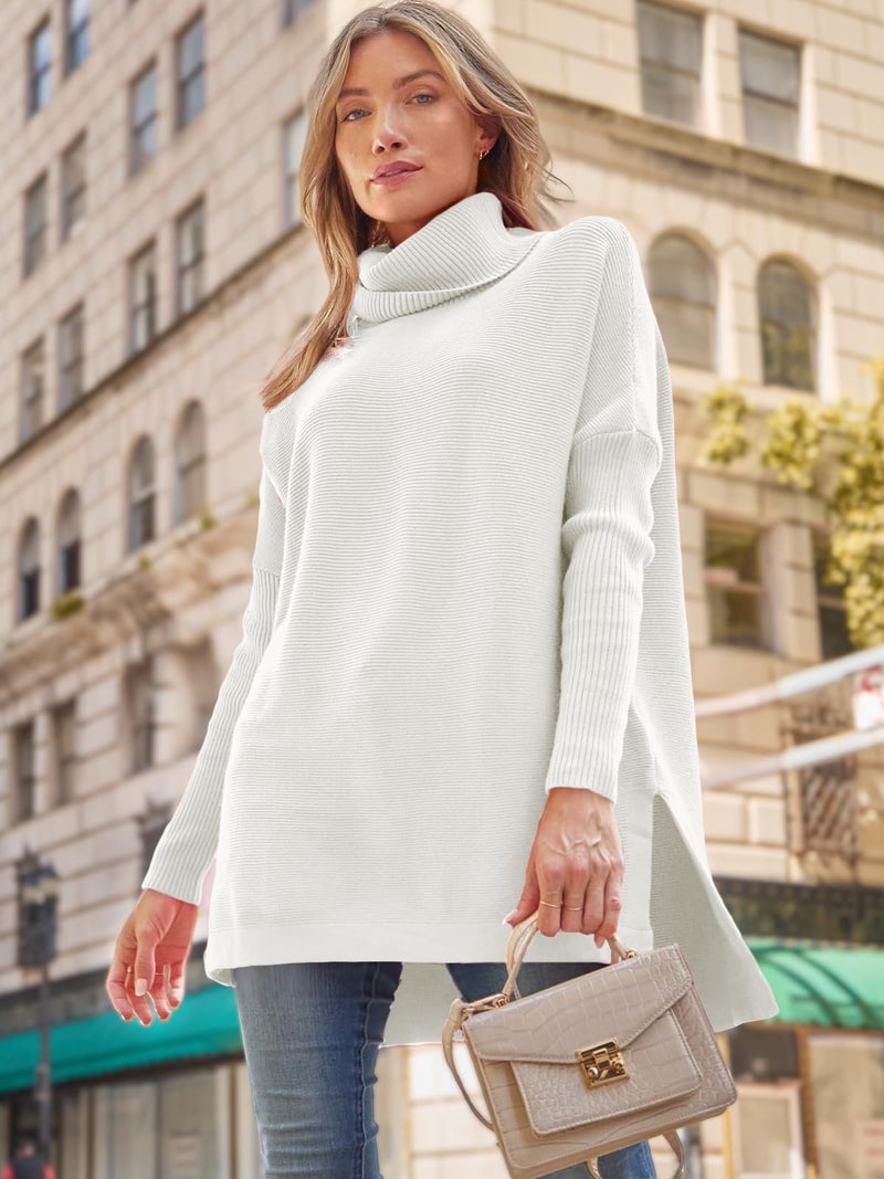LILLUSORY Oversized Turtleneck Pullover Sweater Women 2025 Long Tunic Cozy Winter Trendy Plus Size Poncho Cowl Neck Cute Casual Early Fall Fashion Must Have Work Old Money Clothes Outfit Clothing - Image 5